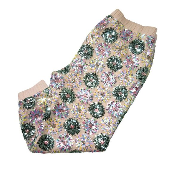 NWT Anthropologie Eva Franco Fernanda in Rose Floral Daisy Sequined Joggers SP - Picture 6 of 7